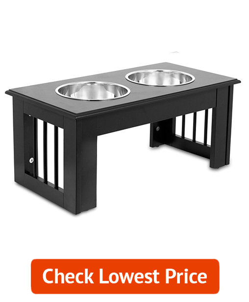 Internet's Best Traditional Pet Feeder - Espresso - Food and Water Bowl