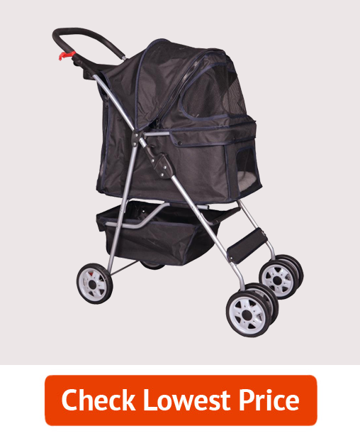 4 Wheels Pet Stroller Cat Dog Cage Stroller