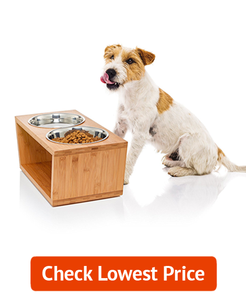 Pawfect Pets Premium Elevated Dog and Cat Pet Feeder, Double Bowl Raised Stand Comes with Extra Two Stainless Steel Bowls. Perfect for Dogs and Cats